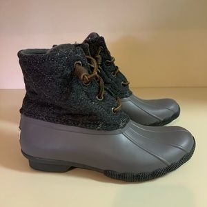 New Sperry Saltwater Quilted Wool Boots,Sz 6, Gray
